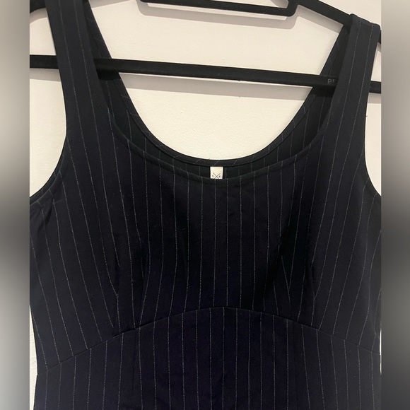 Dark Navy Blue Pinstripe Sleeveless Round-neck Mini Dress NWT - Picture 8 of 12